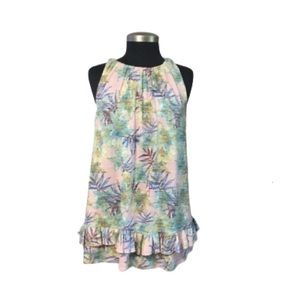 Cupid Blush Floral Ruffled Hem Sleeveless Top✨M